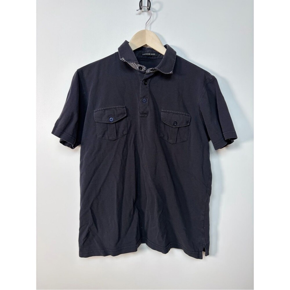 Men’s Hammer Made Cotton Double Pocket Polo Size Medium Navy Blue